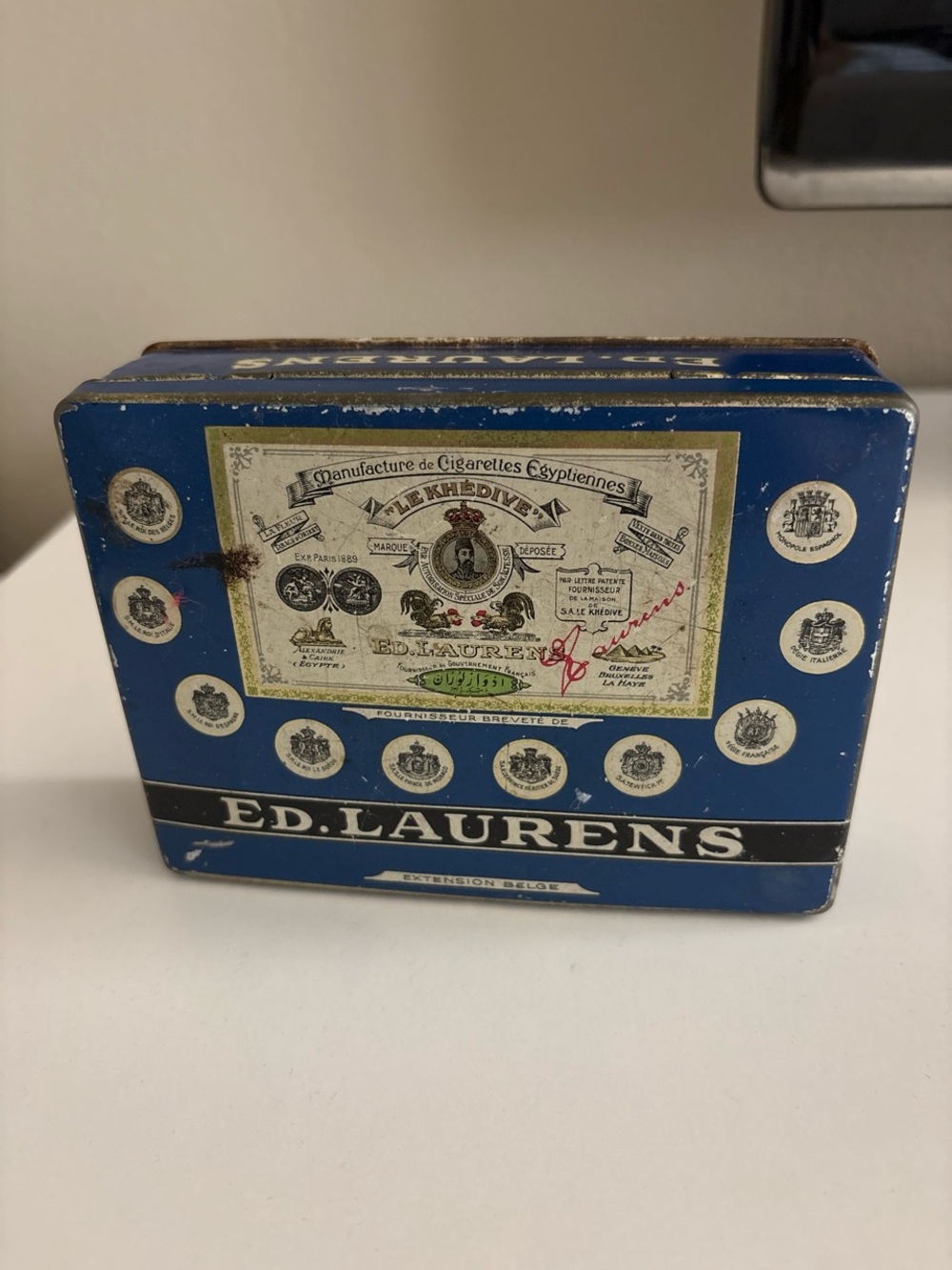 Antique Ed. Laurens Le Khedive Egyptian Tobacco Tin Collectible Old World Decor